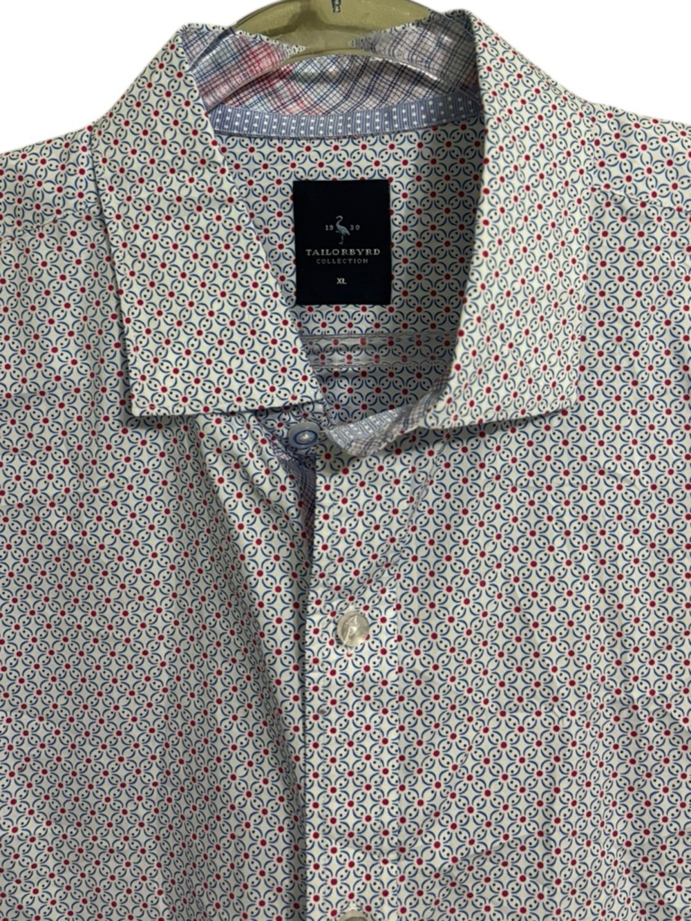 TAILORBYRD SZ XL MOTIF PRINT SHORT SLEEVE BUTTON DOWN